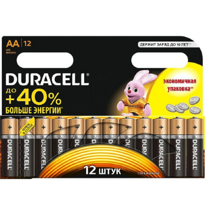 Набор щелочных батареек Duracell. тип AA. 12 шт