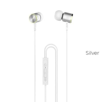 Наушники HOCO M42 Ice rhyme wire control earphones with mic silver