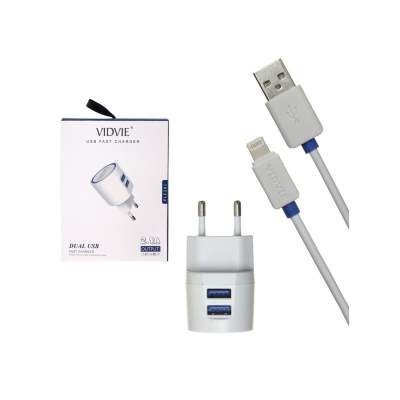 СЗУ + кабель Micro Vidvie PLE201N 5V/2.1A 2USB (white)