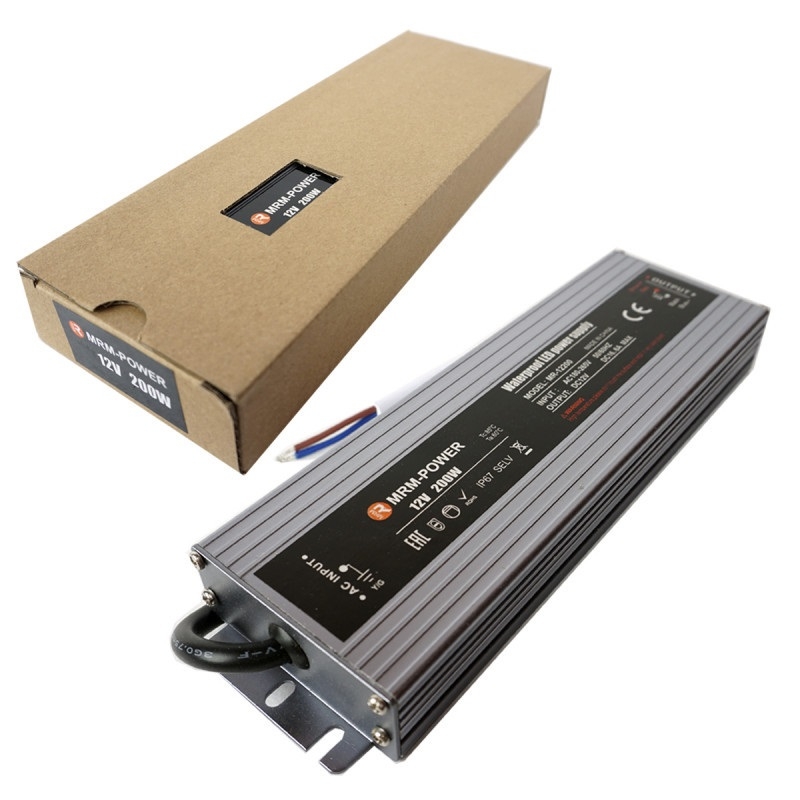 Блок питания для светодиодной ленты IP67 Slim MR-12200 12V 16,75A 200W