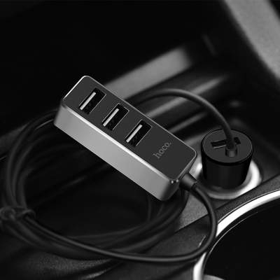 АЗУ HOCO Z17B Sure four ports car charger with extender tarnish