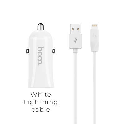 АЗУ + кабель Lightning HOCO Z12 Elite Dual USB white