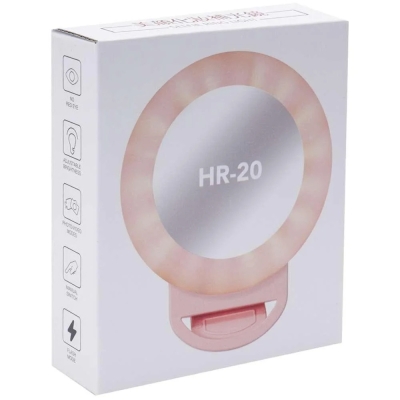 LED-кольцо для селфи с зеркалом для телефона HR-20