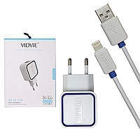 СЗУ + кабель Lightning Vidvie PLE202N 5V/2.1A 2USB (white)