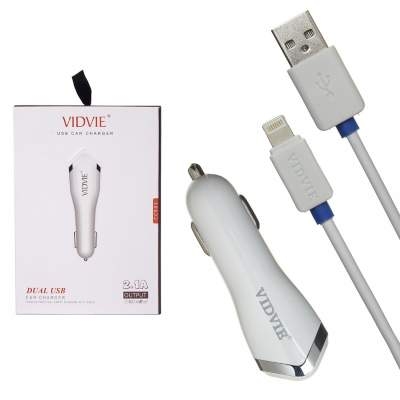 АЗУ + кабель Lightning Vidvie CC501 5V/2.1A 2USB (white)