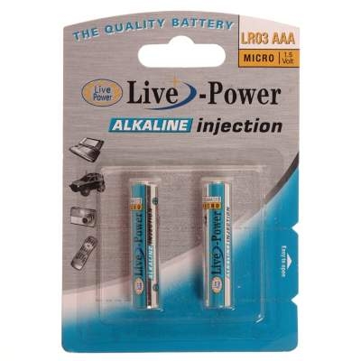 Батарейки Live-Power ALKALINE AAA 2pcs/card