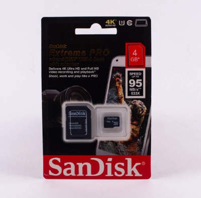 Карта памяти Micro SANDISK 4гб Extream Pro Speed up to 95 MB/s 633x класс 10