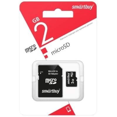 Карта памяти MicroSD 2GB Smart Buy + SD адаптер Original