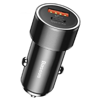 АЗУ Baseus Small Screw Type-C PD+USB Quick Charge Car Charger 36W CAXLD-A01 (Black)
