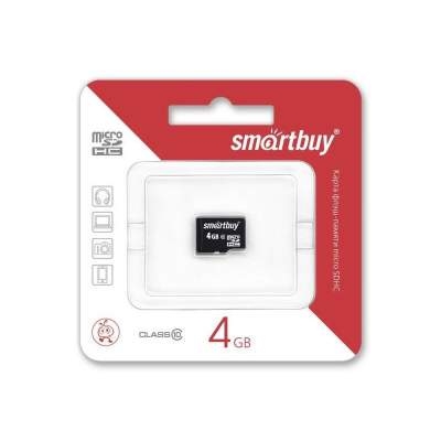 Карта памяти MicroSD 4GB Smart Buy Class 10 без адаптера Original