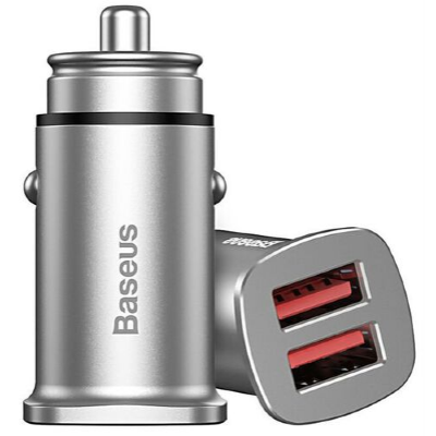 АЗУ Baseus Square metal A+A 30W Dual QC3.0 Quick Car Charger CCALL-DS0S (Silver)