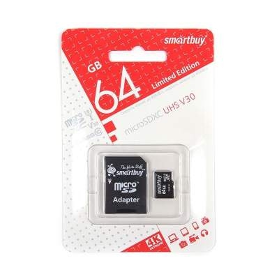 Карта памяти MicroSD 64GB Smart Buy Class 10 + SD адаптер Original