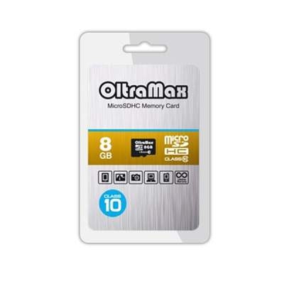 Карта памяти MicroSD 8GB OltraMax Class 10 + SD адаптер Original