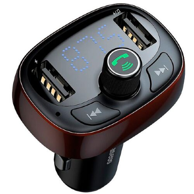АЗУ с FM-трансмиттером Baseus T typed Bluetooth MP3 CCALL-TM12 (dark coffee)