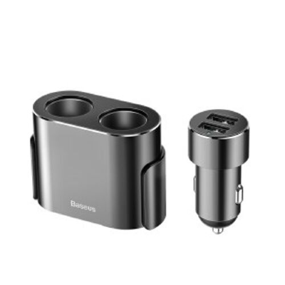 АЗУ с разветвителем Baseus High Efficiency One to Two Cigarette Lighter(dual-cigarette lighter 80W +dual USB 3.1A) CRDYQ-01 (Black)